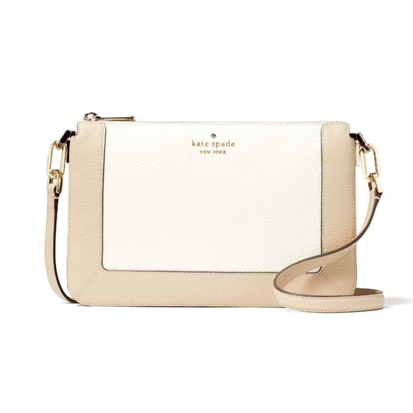 New Kate Spade Lena Colorblock Double Compartment Crossbody Light Sand Multi - Picture 1 of 6